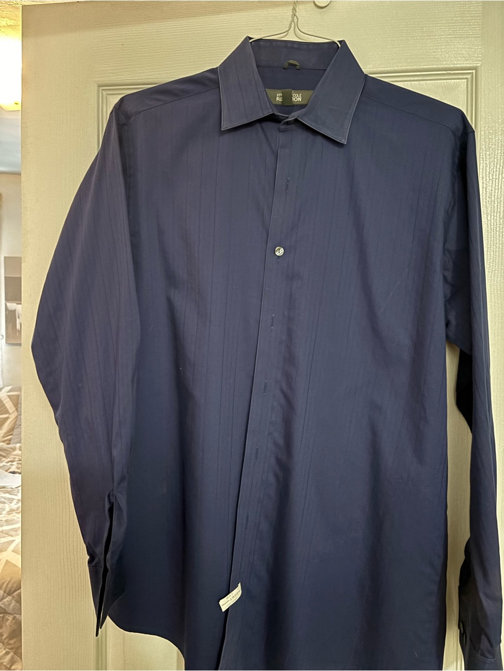 Men's Navy Dress Shirt - Kenneth Cole Classic Long-Sleeve